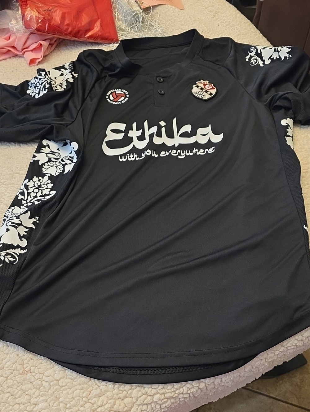 ethika Black Jersey with White Floral Panels
